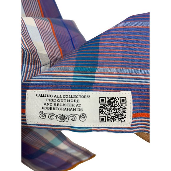 New 2XL Robert Graham Plaid Short Sleeve Button Shirt Contrast Trim NWOT 6515 - Picture 11 of 16